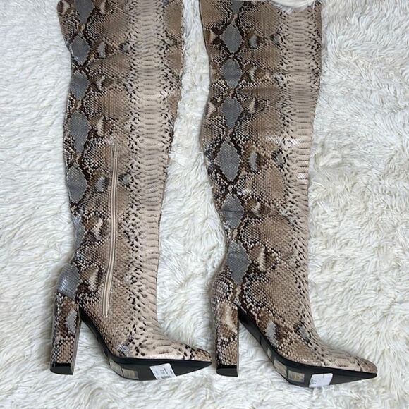 Bamboo Thigh High Snakeskin/Python Boots Size 6.5 New - Picture 5 of 11